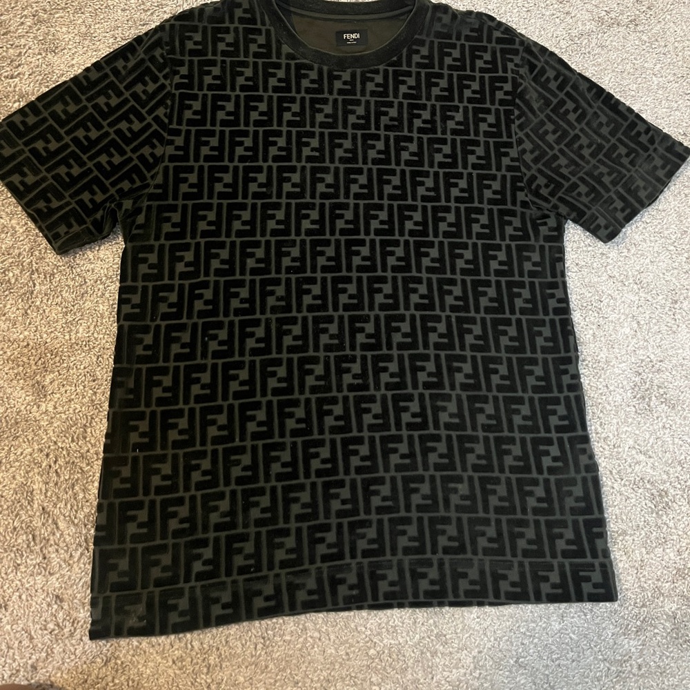 Men’s velvet fendi print shirt
